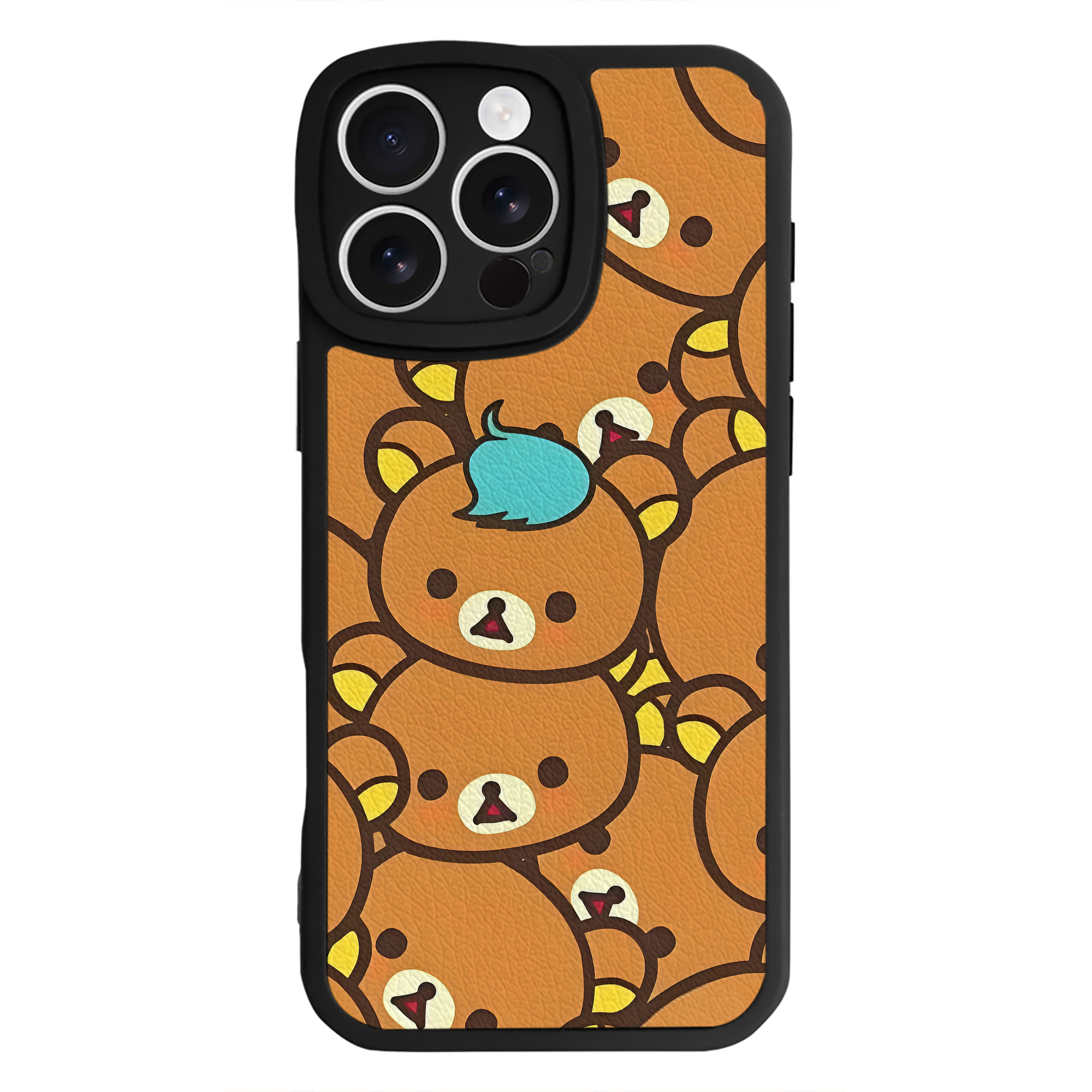 （画像用） リラックマ リラックマ キイロイトリ Rilakkuma Korilakkuma Kiiroitori 【iPhone 16シリーズ対応】シリコンスマホケース（レザー調） 材質：シリコン